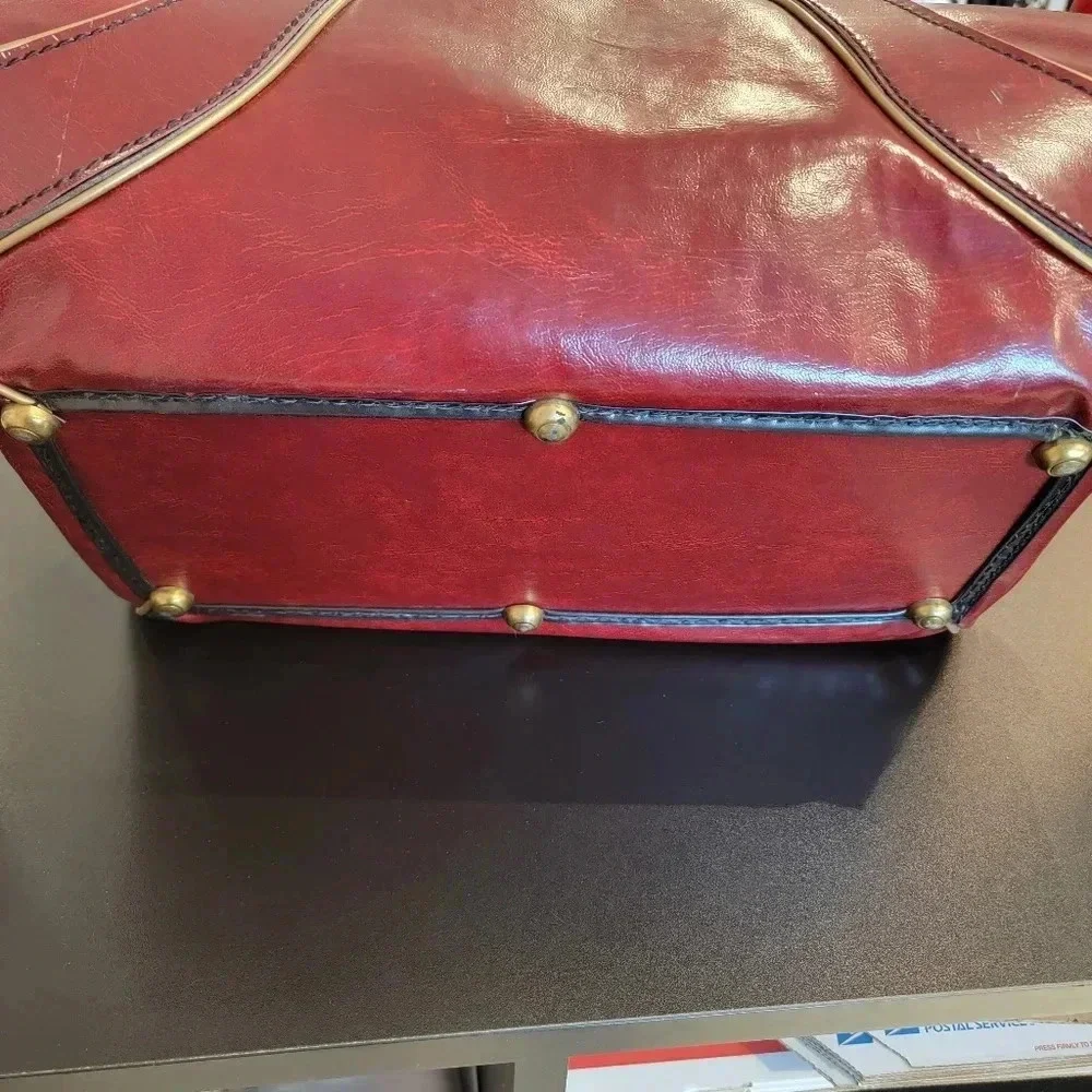 Vintage 1970s Brown Vinyl Travel Bag